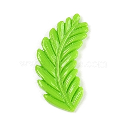 Opaque Resin Cabochons, Leaf, Lawn Green, 37x23x3.5mm(CRES-D283-01A-02)