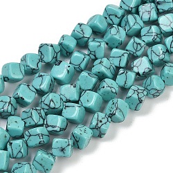 Synthetic Turquoise Beads Strands, Cube, 7.5~8.5x6.5~8.5x5.5~6.5mm, Hole: 0.7mm, about 52~56pcs/strand, 15.16~15.87''(38.5~40.3cm)(G-A257-A14-01)