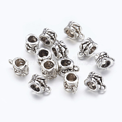 Tibetan Style Hanger, Bail Beads, Cadmium Free & Nickel Free & Lead Free, Cup, Antique Silver, 11.5x6x8mm, Hole: 2mm, Inner Diameter: 4.3x4.4mm(LF0327Y-NF)