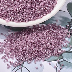 MIYUKI Delica Beads, Cylinder, Japanese Seed Beads, 11/0, (DB1752) Sparkling Orchid Lined Opal AB, 1.3x1.6mm, Hole: 0.8mm, about 2000pcs/bottle, 10g/bottle(SEED-JP0008-DB1752)