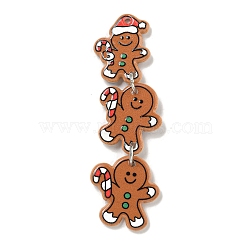 Christmas Acrylic Iron Pendants, Human, 62x16x2.5mm, Hole: 2mm(MACR-U005-10A)