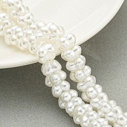 Transparent Spray Painted Glass Beads Strands, Flower, White, 10x10x6.5mm, Hole: 1.2mm, about 70pcs/strand, 16.14''(41cm)(GLAA-P066-01B)