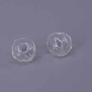 Handmade Blown Glass Bottles, for DIY Clear Glass Bottle/Wind Chime Making, Round, Faceted, Clear, 15.5x15x15mm, Hole: 4.5mm