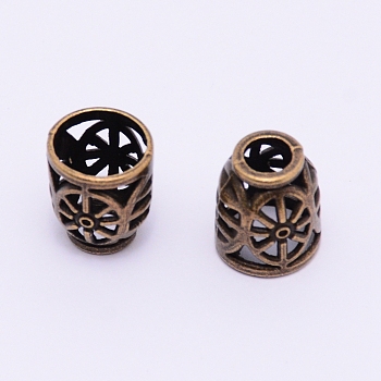 Hollow Zinc Alloy End Caps, Antique Bronze, 13.5x11mm, Hole: 4.5mm, Inner Diameter: 9.5mm