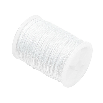 Nylon Thread Cord, DIY Braided Ball Jewelry Making Cord, White, 0.8mm, about 10m/roll(10.93yards/roll)