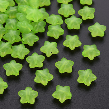 Transparent Acrylic Beads, Imitation Jelly, Star, Lime, 10x10.5x6mm, Hole: 1.6mm, about 1690pcs/500g