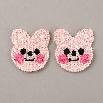 Animal Polyester Knitted Appliques, Costume Hat Bag Ornament Accessories, Rabbit Pattern, 37x32.5x2.5mm