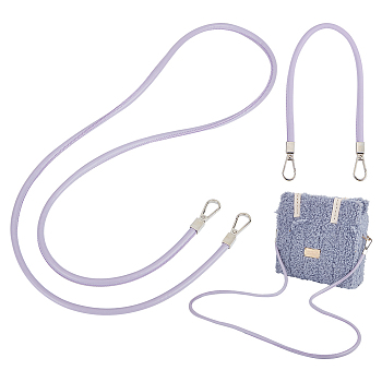WADORN 2Pcs 2 Style PU Leather Bag Handles, with Alloy Snap Clasp, Lilac, 357~1300mm, 1pc/style