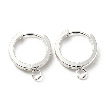 201 Stainless Steel Huggie Hoop Earrings Findings, with Vertical Loop, with 316 Surgical Stainless Steel Earring Pins, Ring, Silver, 16x3mm, Hole: 2.7mm, Pin: 1mm