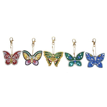 DIY Diamond Painting Pendant Decoration Kits, including Acrylic Pendant Decoration, Resin Rhinestones, Diamond Sticky Pen, Tray Plate and Glue Clay, Butterfly, 76x58x2mm