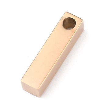 Ion Plating(IP) 304 Stainless Steel Pendants, Rectangle/Bar, Rose Gold, 20x5x5mm, Hole: 3mm