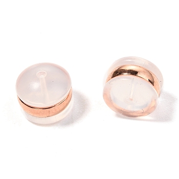 TPE Plastic Ear Nuts, with 316 Surgical Stainless Steel Findings, Earring Backs, Half Round/Dome, Rose Gold, 4x5.5mm