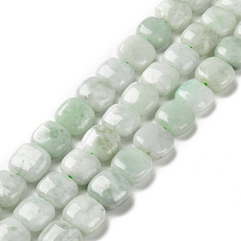 Natural Myanmar Jade Beads Strands, Square, 11x10.5x5~5.5mm, Hole: 1.2mm, about 38pcs/strand, 15.75 inch(40cm)