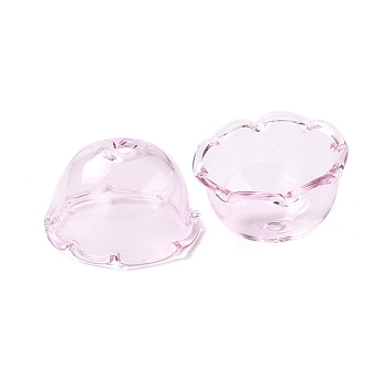 Glass Bead Cone for Wind Chimes Making, Multi-Petal, Flower, Lavender Blush, 21~24.5x13mm, Hole: 2mm