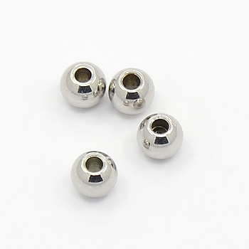 304 Stainless Steel Smooth Round Spacer Beads, Stainless Steel Color, 3x2mm, Hole: 1.2mm