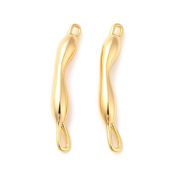 Brass Connector Charms, Twisting Balloon Links, Real 18K Gold Plated, 20x4x3mm, Hole: 3x0.7mm and 1x0.8mm