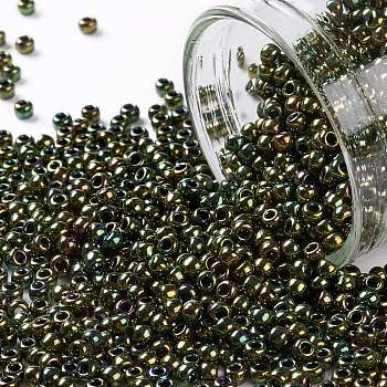 TOHO Round Seed Beads, Japanese Seed Beads, (508) High Metallic Iris Olivine, 11/0, 2.2mm, Hole: 0.8mm, about 1110pcs/bottle, 10g/bottle