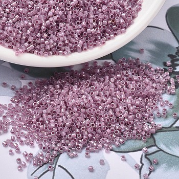 MIYUKI Delica Beads, Cylinder, Japanese Seed Beads, 11/0, (DB1752) Sparkling Orchid Lined Opal AB, 1.3x1.6mm, Hole: 0.8mm, about 2000pcs/bottle, 10g/bottle