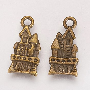 Tibetan Style Alloy Pendants, Castle, Cadmium Free & Lead Free, Antique Bronze, 21x10x3mm, Hole: 3mm