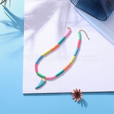 colliers à pendentif perles heishi en argile polymère fait à la main(X1-NJEW-JN02816)-3
