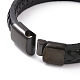 Black Leather Braided Cord Bracelet with 304 Stainless Steel Magnetic Clasps(BJEW-P275-19)-4