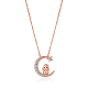 Chinese Zodiac Necklace Chicken Necklace 925 Sterling Silver Rose Gold Rooster on the Moon Pendant Charm Necklace Zircon Moon and Star Necklace Cute Animal Jewelry Gifts for Women(JN1090J)-1