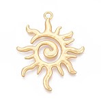 Rack Plating Alloy Big Pendants, Sun Ray, Cadmium Free & Lead Free, Matte Gold Color, 60x48x3mm, Hole: 3.8mm(X-PALLOY-N179-04MG)