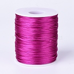 Nylon Satin Rattail Cords, Beading Threads for Bracelet Jewelry Making Chinese Knot Macrame Craft, Fuchsia, 1.5mm, about 109.36 yards(100m)/roll(NWIR-TAC0001-01D)