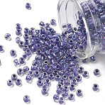 TOHO 6/0 Round Beads, Japanese Seed Beads, (265) Inside Color AB Crystal/Metallic Purple Lined, 4mm, Hole: 1.5mm, about 840pcs/50g(SEED-XTR06-0265)