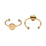 304 Stainless Steel Open Cuff Finger Ring Finding, Pad Ring Settings, 201 Stainless Steel Balls, Light Gold, Tray: 8mm, US Size 7 3/4(17.9mm), 1.5~3mm(FIND-WH0110-025A-LG)