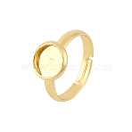 Brass Adjustable Finger Rings Findings, Flat Round Pad Ring Base Settings, Long-Lasting Plated, Rack Plating, Lead Free & Cadmium Free, Real 18K Gold Plated, Tray: 8mm inner Diameter, 3mm, US Size 7(17.3mm)(KK-A272-07G)