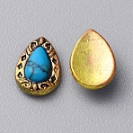 Zinc Alloy Cabochons, with Plastic Beads, Nail Art Decoration Accessories for Women,  Antique Golden, Teardrop, 8x6x2mm,(MRMJ-WH0320-05D-01)