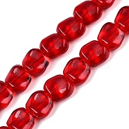 Electroplate Glass Beads Strands, Pearl Luster Plated, Square, Red, 10.5x10.5~11x6.5mm, Hole: 1mm, about 59~60pcs/strand, 25.12~25.59 inch(63.8~65cm)(EGLA-N012-07N)