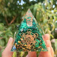 Orgonite Pyramid Resin Energy Generators, Reiki Malachite Chips Inside for Home Office Desk Decoration, Star of David, 50x50x50mm(G-PW0007-081A)