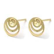 Flat Round 201 Stainless Steel Stud Earring Findings, Earring Settings with 304 Stainless Steel Pins, Real 18K Gold Plated, 9mm, Pin: 11x0.8mm, Tray: 2.3mm(STAS-Q315-06G)