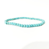 4mm Round Synthetic Turquoise Beads Bracelet for Men, European and American Retro Simple Versatile Stretch Bracelets, 7-1/2 inch(19cm)(KG3069-36)