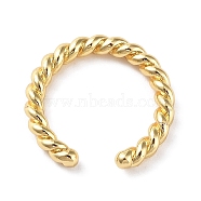 Rack Plating Brass Twist Rope Shape Open Cuff Rings for Women, Lead Free & Cadmium Free, Long-Lasting Plated, Real 18K Gold Plated, Inner Diameter: 16mm(X-RJEW-Q777-01G)