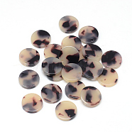 Cellulose Acetate(Resin) Pendants, Flat Round, Antique White, 9.5~10x9.5~10x2.5mm, Hole: 1.5mm(KY-S139A-A304)