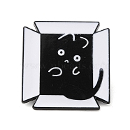 Liquid Cat Enamel Pins, Black Alloy Badge for Backpack Clothes, Box, 28x27x1.3mm(JEWB-G028-02D)
