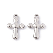 201 Stainless Steel Pendants, Cross, Stainless Steel Color, 22x15x3.5mm, Hole: 1.6mm(STAS-C057-20P)