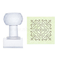 Clear Acrylic Soap Stamps, DIY Soap Molds Supplies, Square, Floral Pattern, 60x38x38mm, pattern: 35x35mm(DIY-WH0445-005)