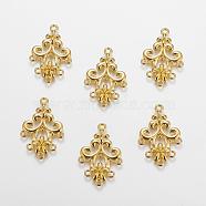 Tibetan Style Alloy Chandelier Component, Lead Free and Cadmium Free, Flower, Golden, 35x24x2mm, Hole: 1.5mm(EA8536Y-G)