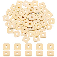 Elite 60Pcs Brass Spacer Beads, Square, Real 24K Gold Plated, 6x6x1mm, Hole: 2mm(KK-PH0006-71)