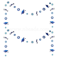 Graduation Theme Plastic Garland, Grad Cap & Scroll & Firework Hanging Streamer, for DIY Shimmer Wall Backdrop, Festive & Party Decoration, Royal Blue, 2.4m, 4pcs/set(HJEW-WH0042-44)