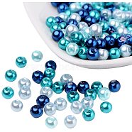 6mm Mixed Blue Color Pearlized Glass Pearl Beads for Jewelry Making, about 200pcs/box(HY-PH0006-6mm-03)