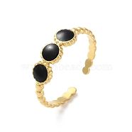 304 Stainless Steel Enamel Cuff Rings, Round, Real 18K Gold Plated, Adjustable(RJEW-M171-36G)