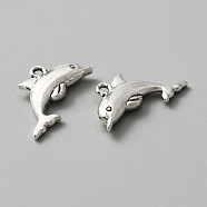 Tibetan Style Alloy Pendants, Dolphin Charms, Antique Silver, 11.5x21x4mm, Hole: 1.5mm(FIND-CJC0007-61)