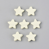 Painted Natural Wood Beads, Lead Free, Star, Beige, 14x15.5x6mm, Hole: 1.2mm(X-WOOD-T021-41A)