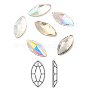 K9 Glass Rhinestone Cabochons, Flat Back & Back Plated, Faceted, Horse Eye, Mixed Color, 15x7x4.5mm(RGLA-N002-07A)
