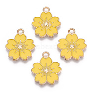 Alloy Enamel Pendants, Sakura Flower, Light Gold, Gold, 20.5x17.5x1.5mm, Hole: 2mm(ENAM-S121-115L)